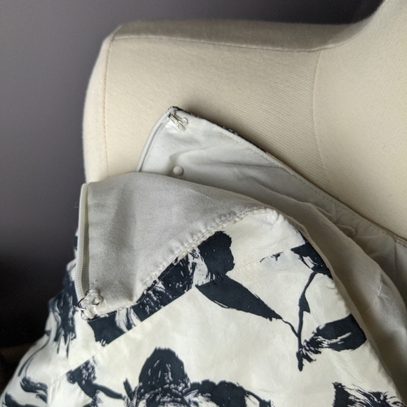 LOFT Strapless Black & White Floral A-Line Fully-Lined Dress Size 6 - Picture 8 of 9